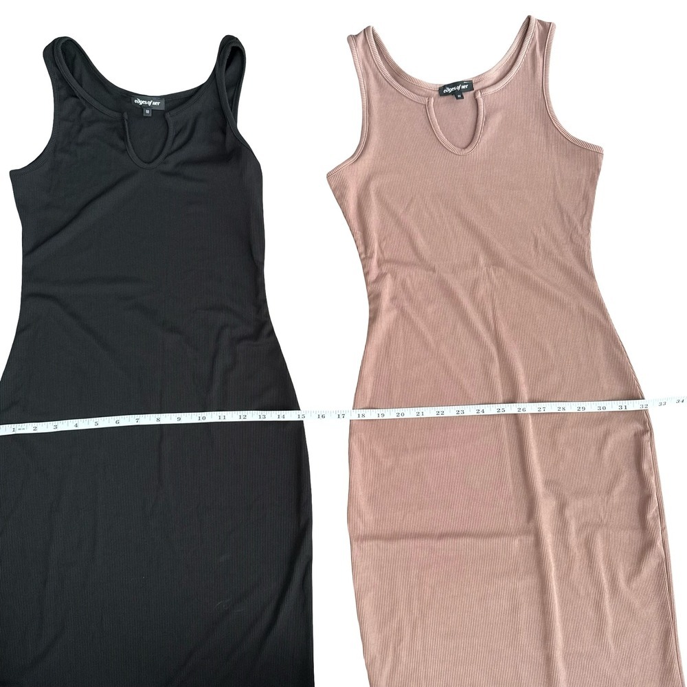 Edges of Her Maxi Dresses Black Brown Blue Ribbed Notched Neck Womens XS - Picture 4 of 7